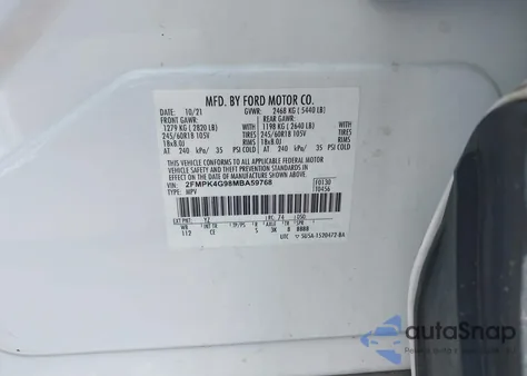 2021 Ford Edge Se z USA, uszkodzony, nr VIN 2FMPK4G98MBA59768